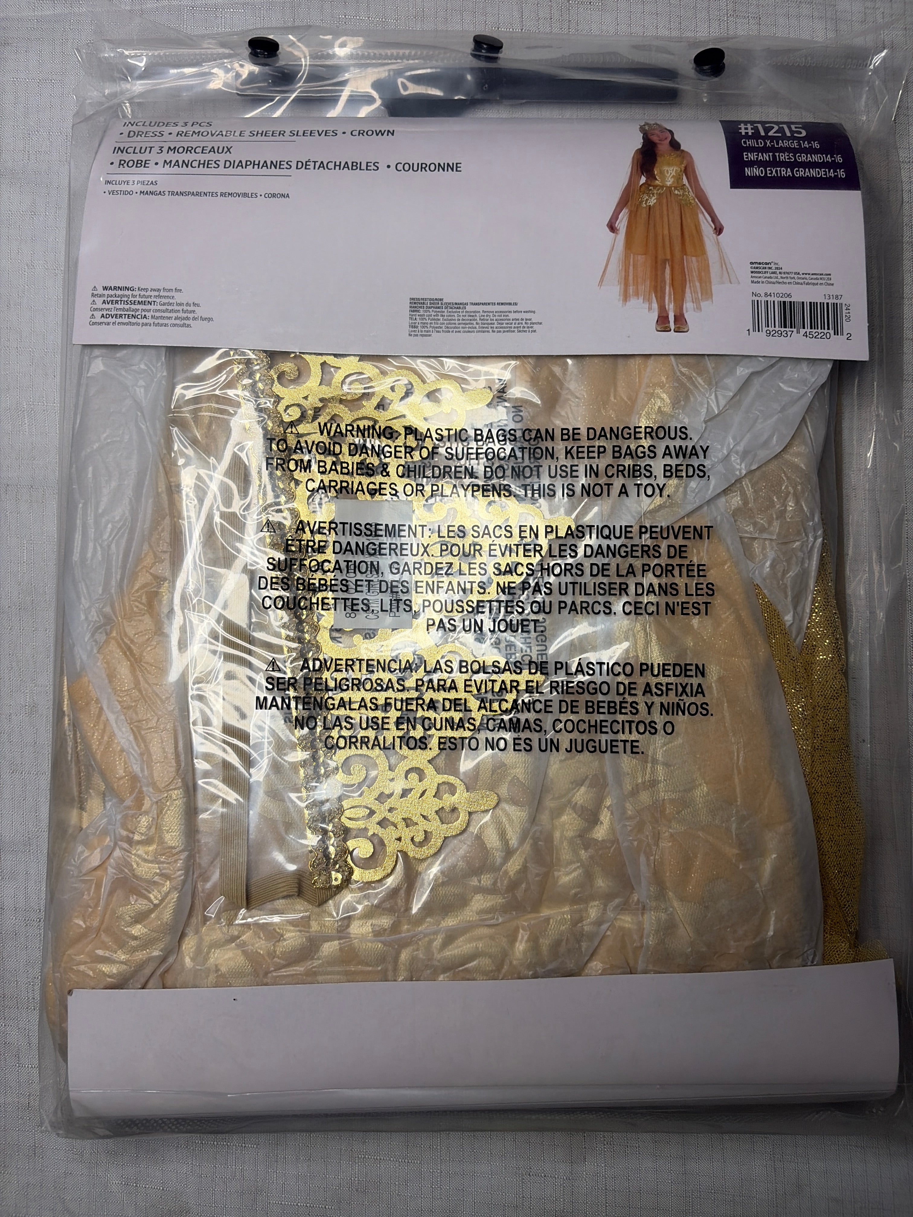 Enchanted Golden Princess Costume for Girls - Child XL (14-16)