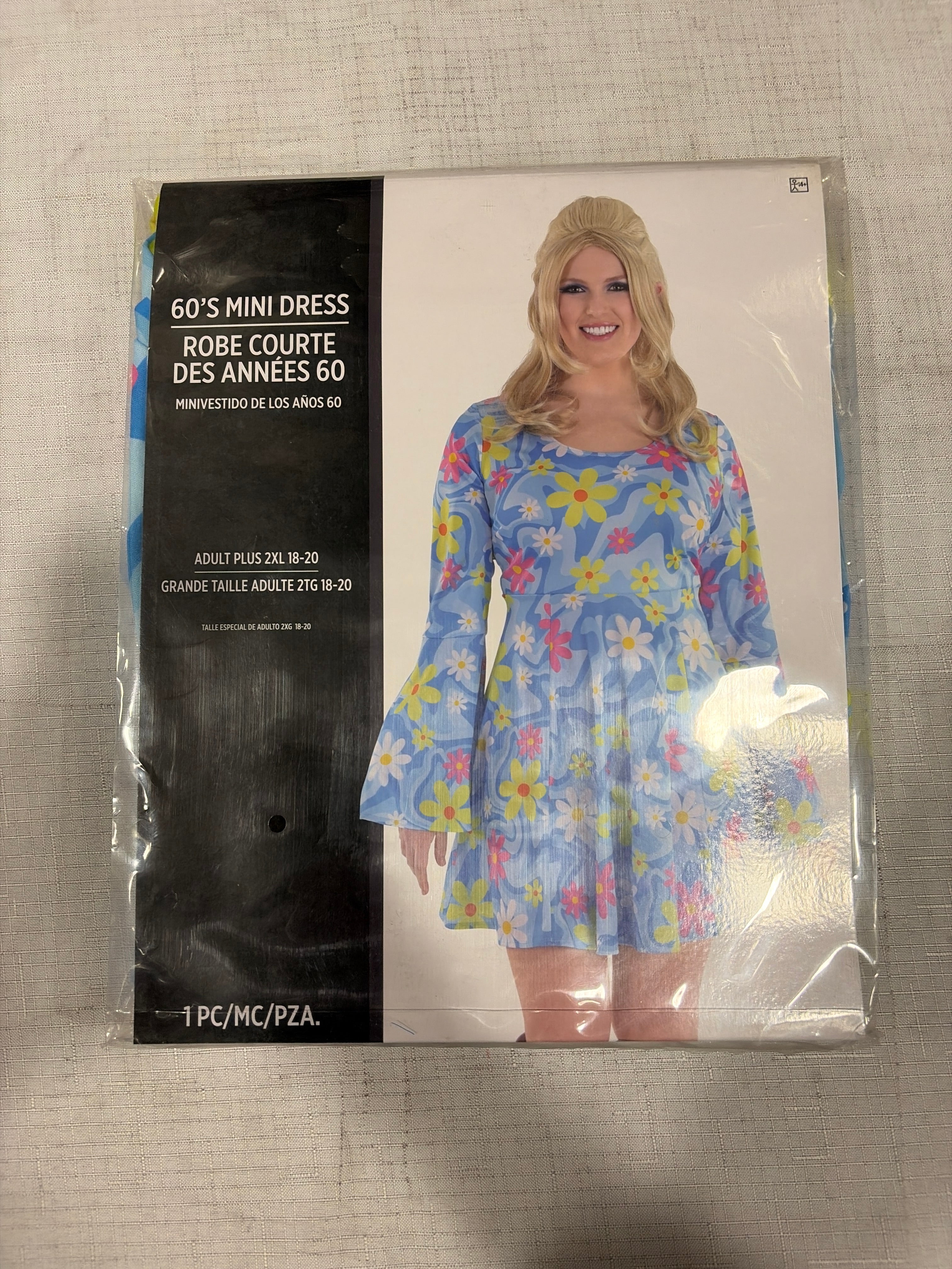 Groovy 60s Floral Mini Dress Costume - Adult 2XL