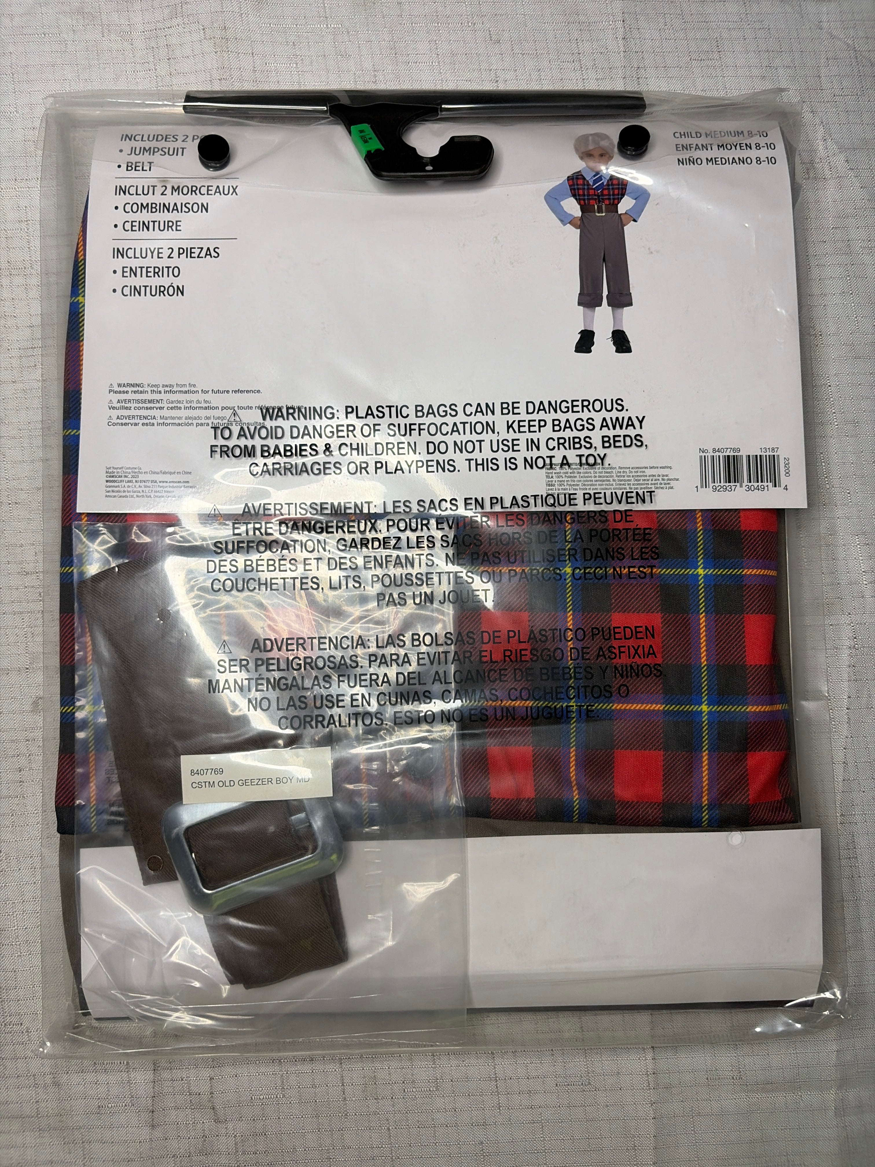Old Geezer Boy Costume for Kids - Child M (8-10)