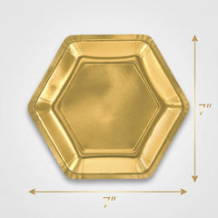 Gold Hexagon Metallic 7" Party Plates