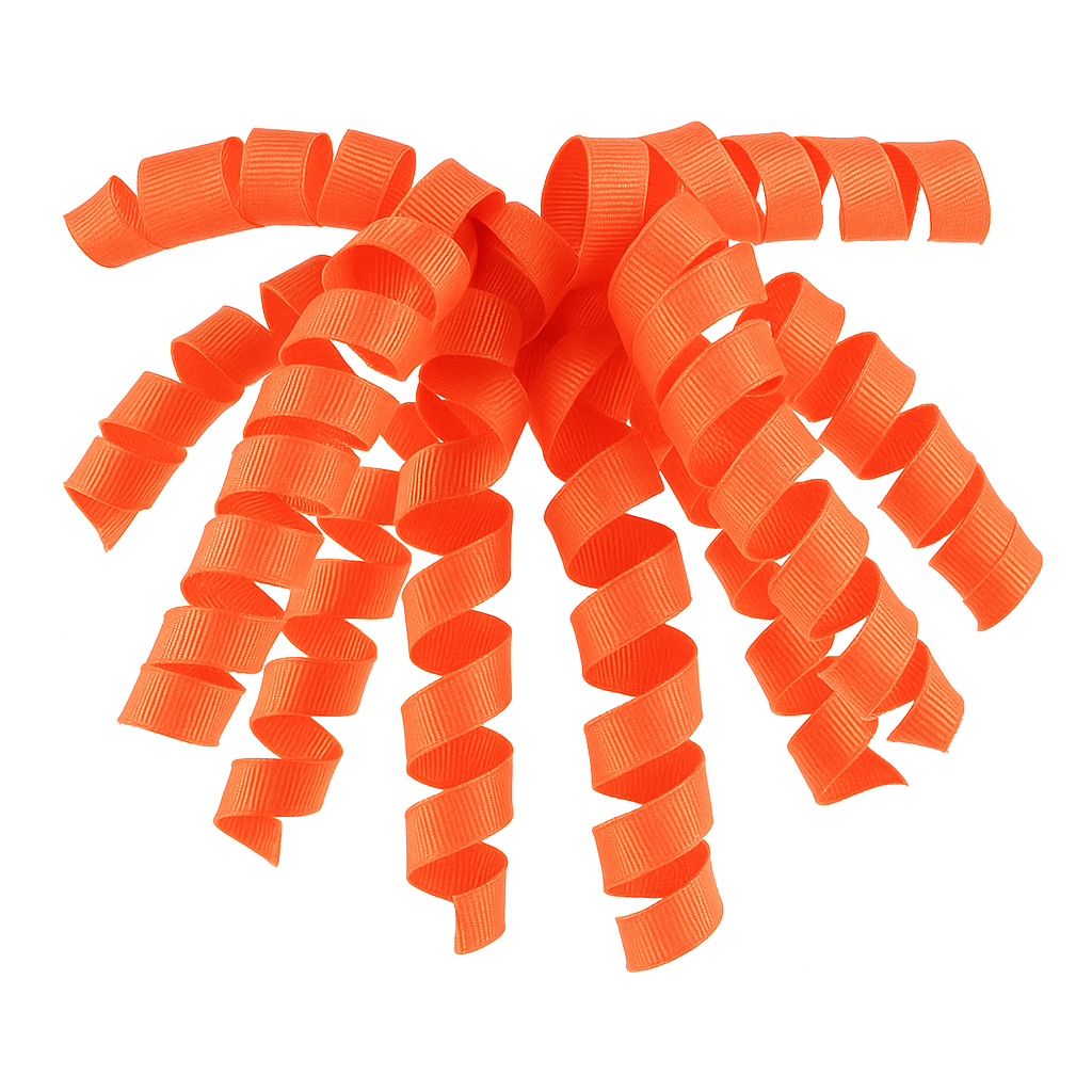 Neon Orange Grosgrain Curly Gift Bow