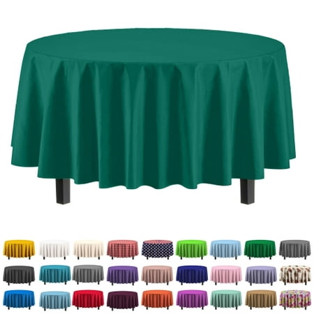 Premium Round Dark Green Plastic Table Cover - 84 in. | Case of 96