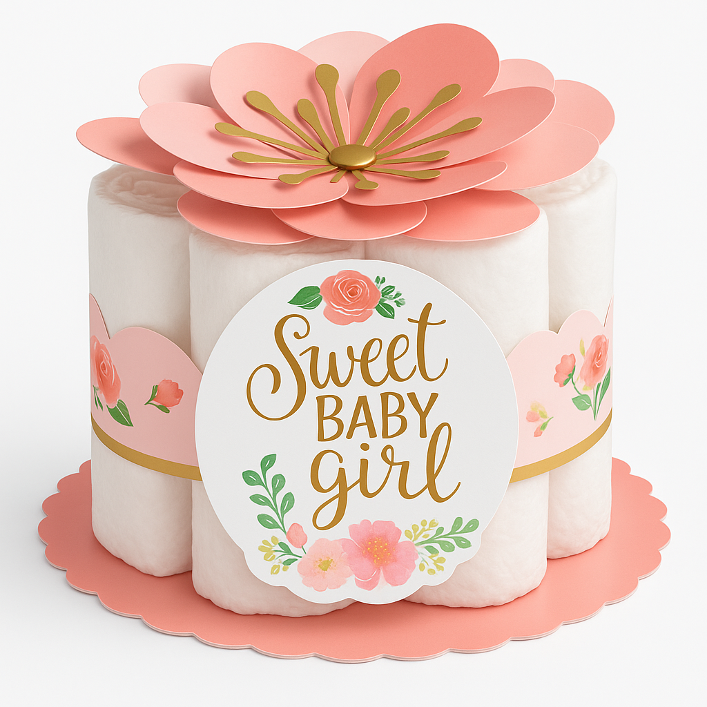 Floral Baby Shower Diaper Centerpiece Kit - Elegant Pink Decor