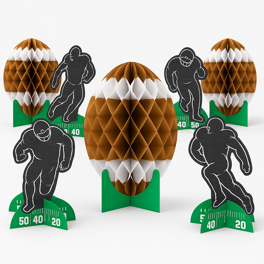 Football Honeycomb Centerpiece Kit - 7-Piece Set