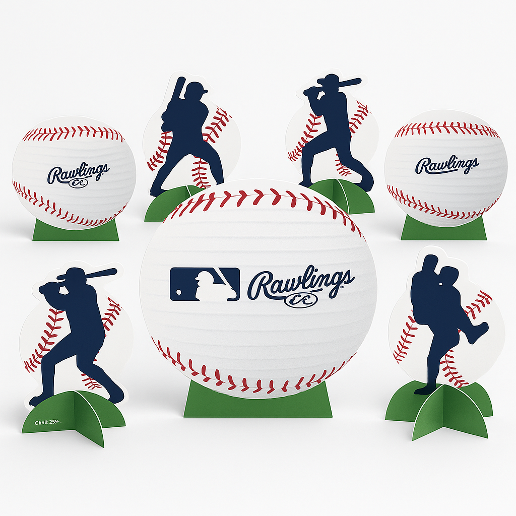 MLB Rawlings Baseball Centerpiece Kit - 7-Piece Table Decorations