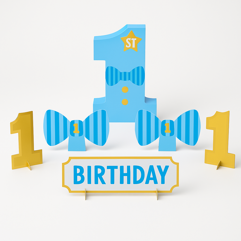Blue & Gold 1st Birthday Table Decorating Kit for Boys
