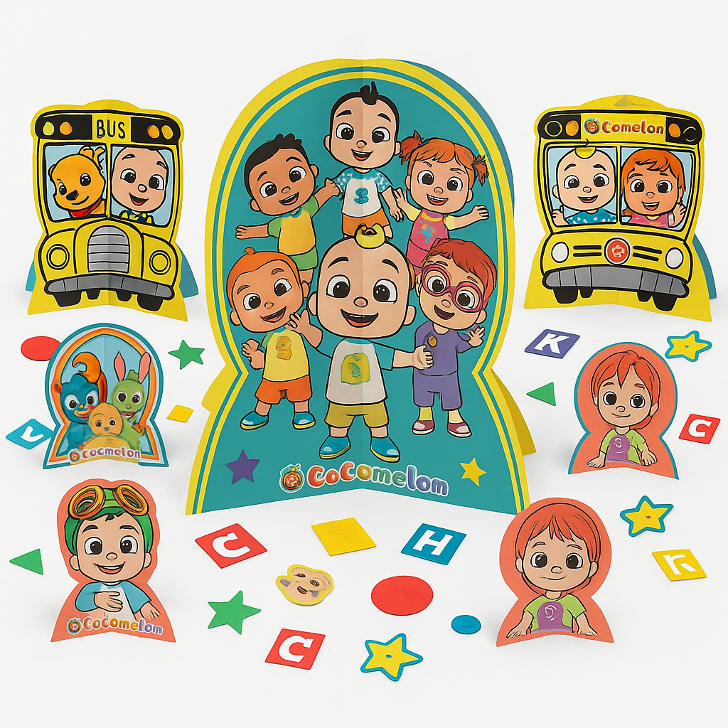 CoComelon Table Decorating Kit Centerpieces with Confetti, 31-Piece Set for Kids' Birthday Party