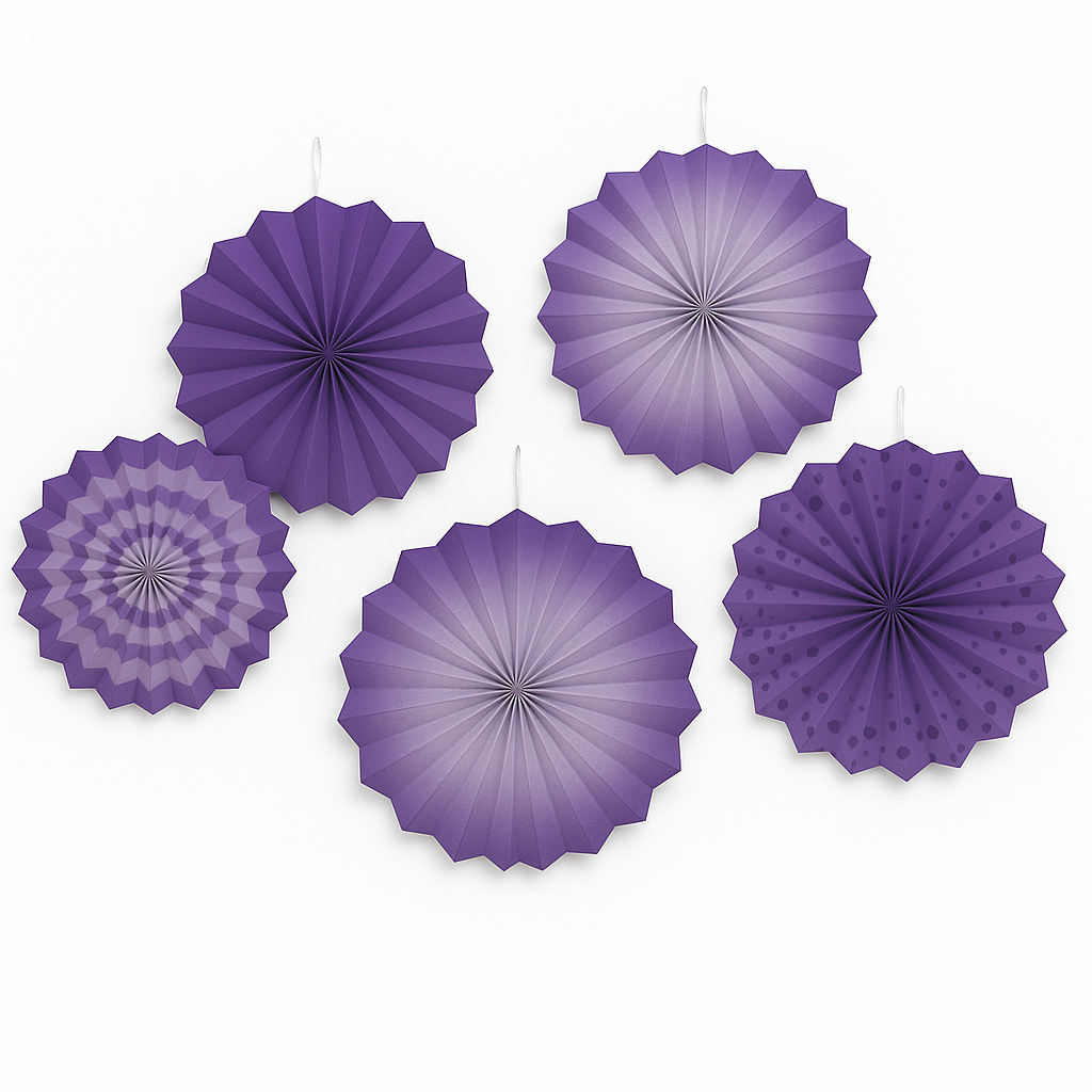 Vibrant Purple Paper Parasol Fans