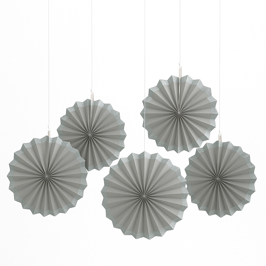 Silver Hot Stamp Paper Parasol Fans
