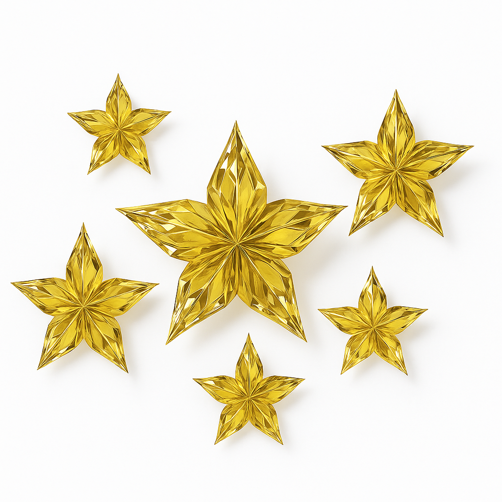 Metallic Gold Star Hanging Decorations for Hollywood Party
