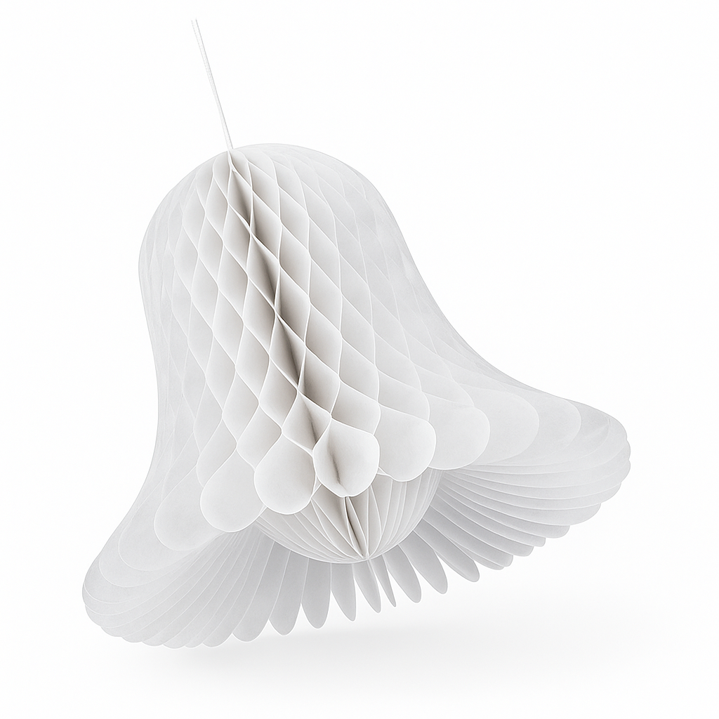 White Honeycomb Wedding Bell Hanging Decorations, 5-Inch, 4-Pack