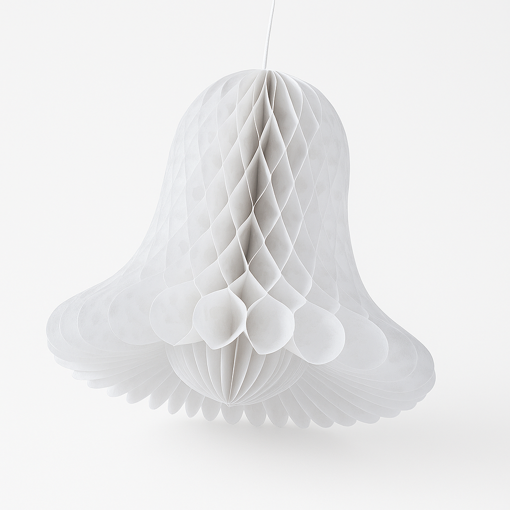 Elegant Honeycomb Wedding Bell Decorations, White, 9-Inch, Set of 2