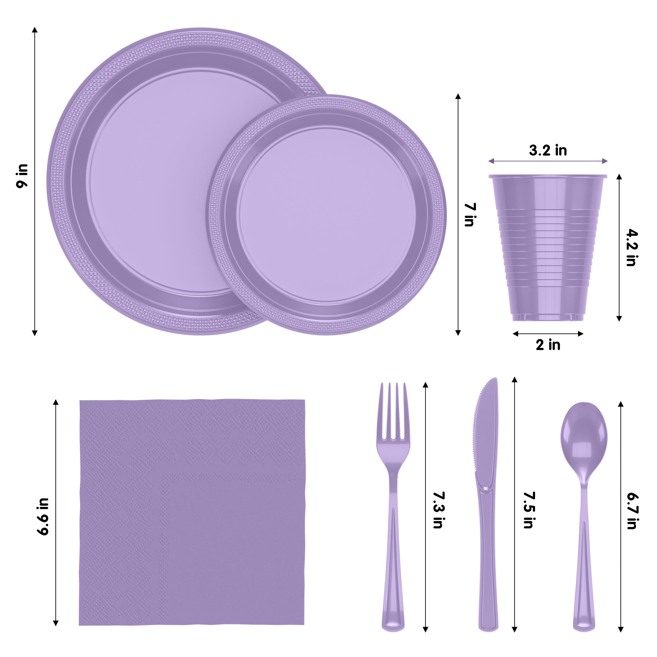 182 Pcs Lavender Plastic Dinnerware Set | Setting for 26