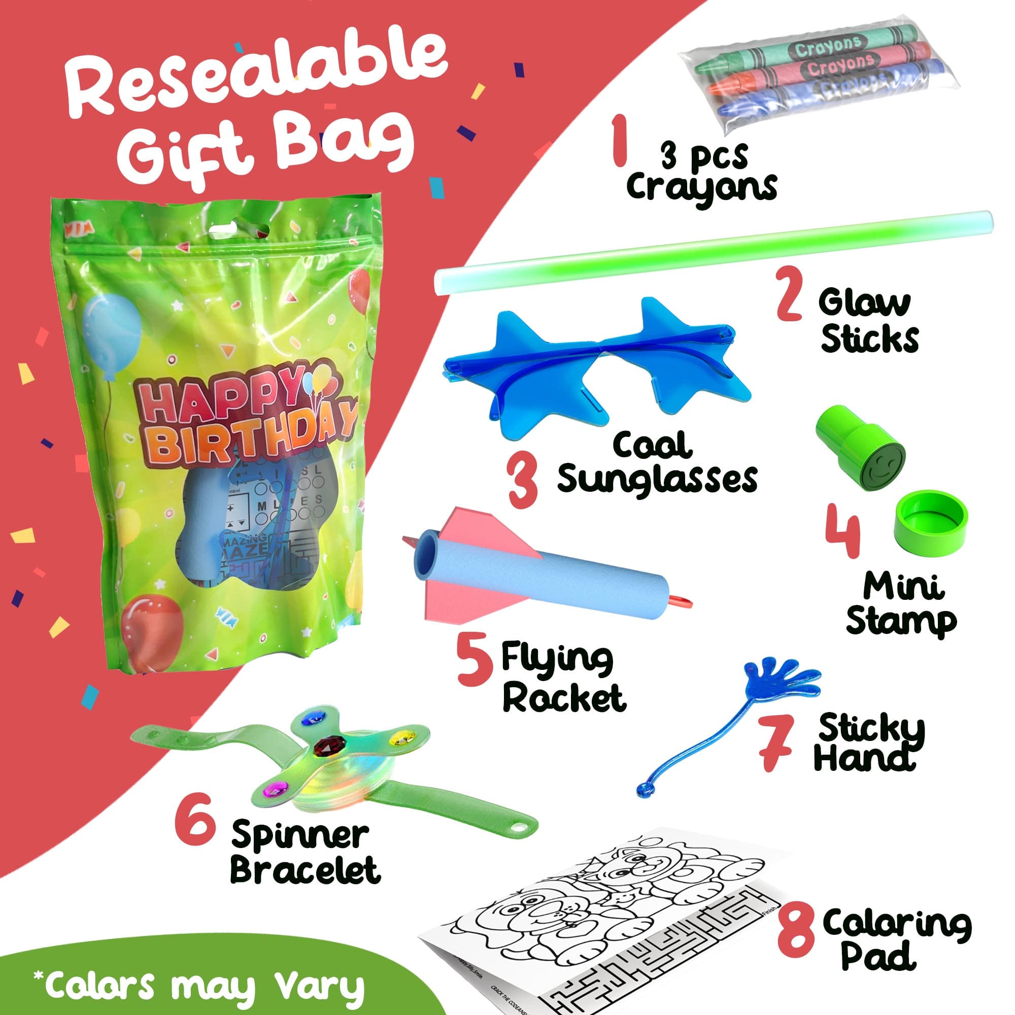 Little Gym 8 Piece Goody Bag For Ages 3+ Case of 40