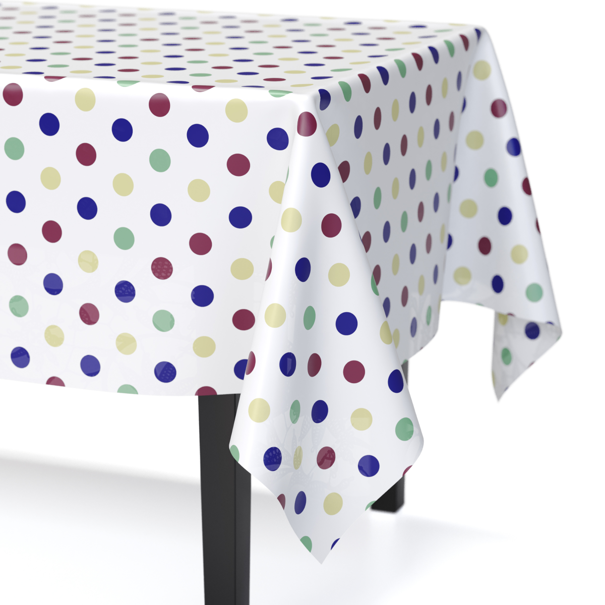 Multi Colored Polka Dot Plastic Table Cover - 54 In. x 108 In.
