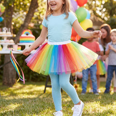 Rainbow Tutu Skirt for Kids - Layered Tulle Costume Accessory with Elastic Waist, Colorful Girls Dance Skirt for Parties, Pride, Halloween, One Size