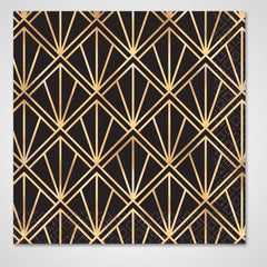 Glamorous Hollywood Gold & Black Beverage Napkins - 16 Pack - 5 In. X 5 In.