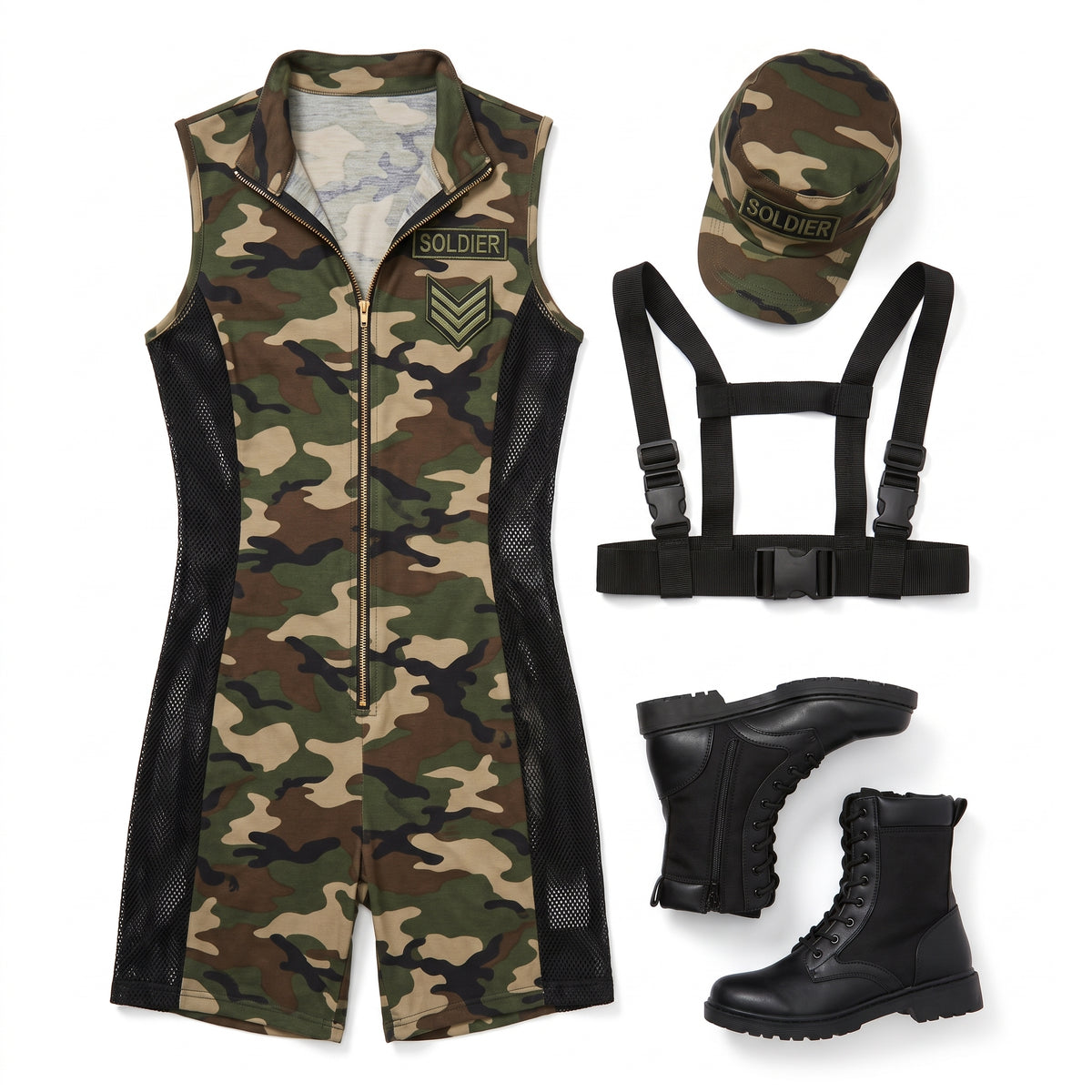 Women's Camouflage Soldier Costume - XL