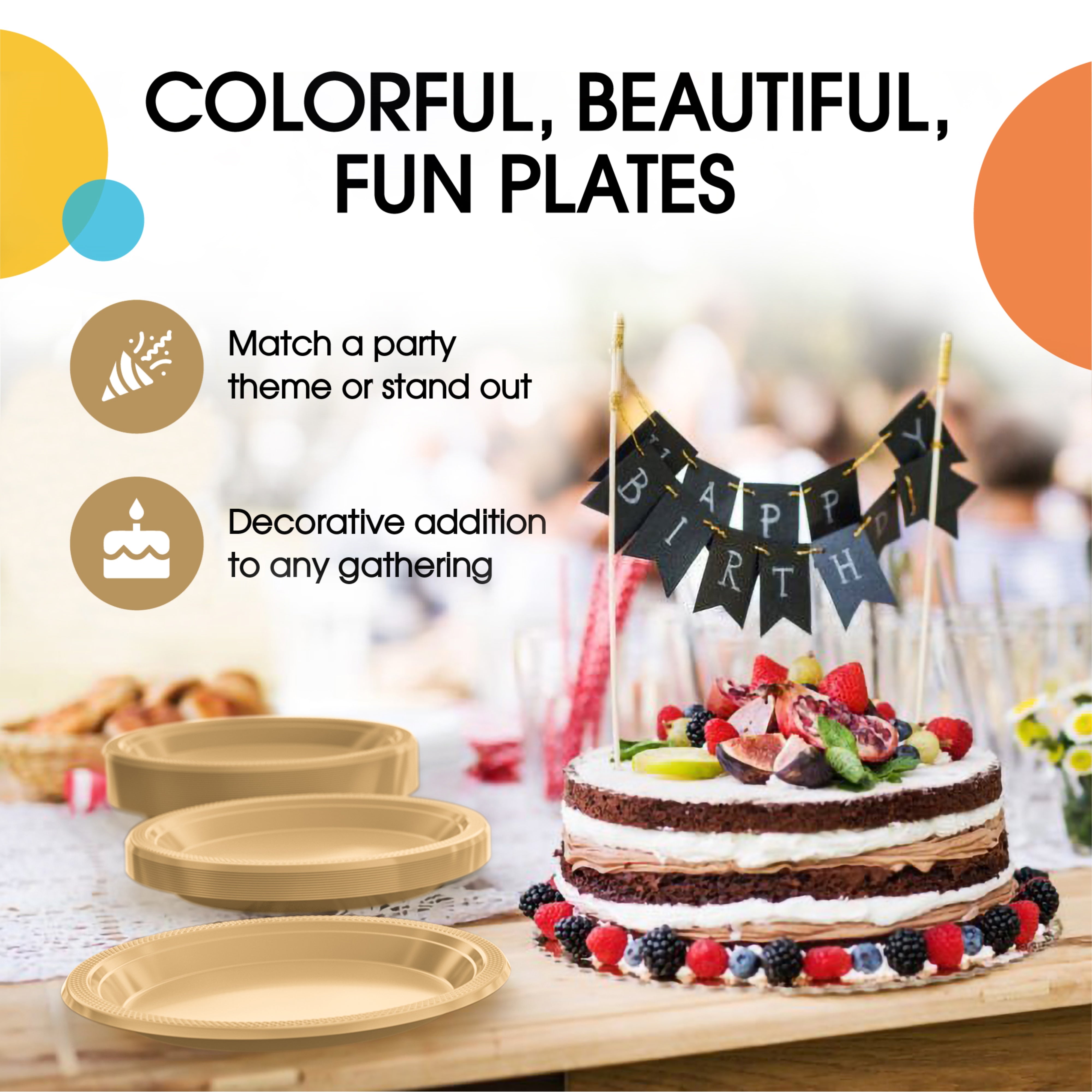 7 In. Gold Plastic Plates | 100 Count