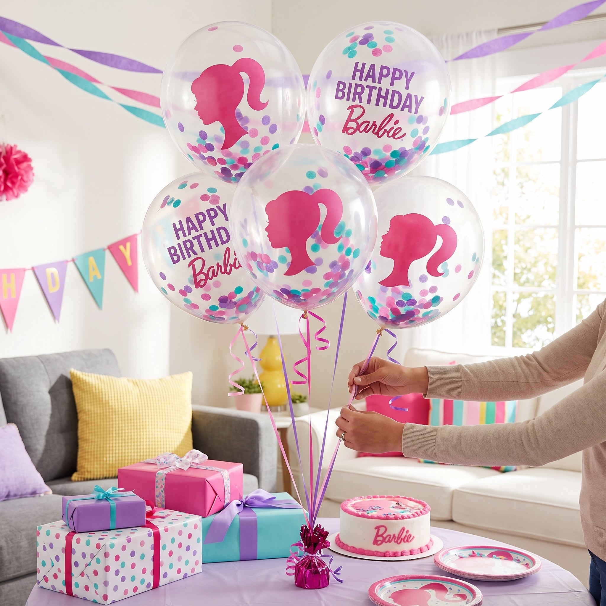 Barbie Dream Together Confetti Latex Balloons - 12", 6 Pack