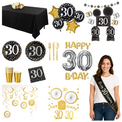 87 Pcs 30th Deluxe Birthday Party Kit - For 8 Guests