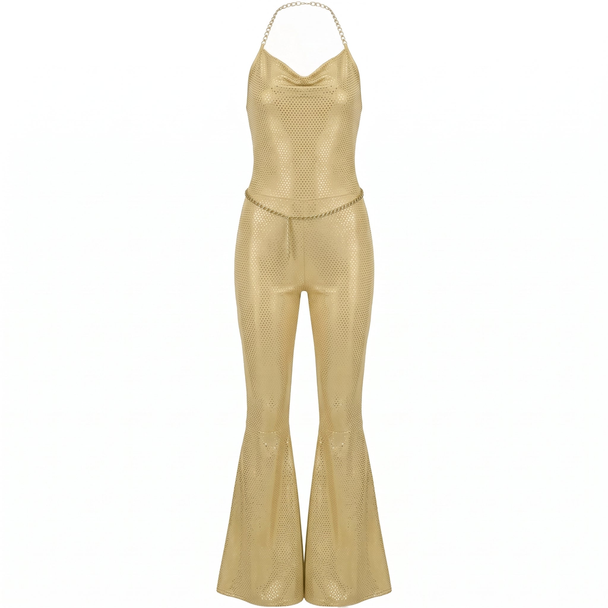 Glamorous Gold Metallic Disco Jumpsuit - Adult L/XL