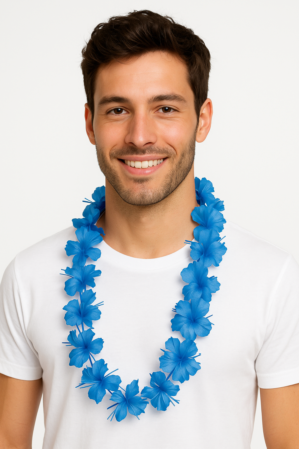 Sparkling Blue Tinsel Lei for Tropical Parties