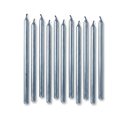 Elegant Silver Tall Birthday Candles, 5-Inch, 12-Pack