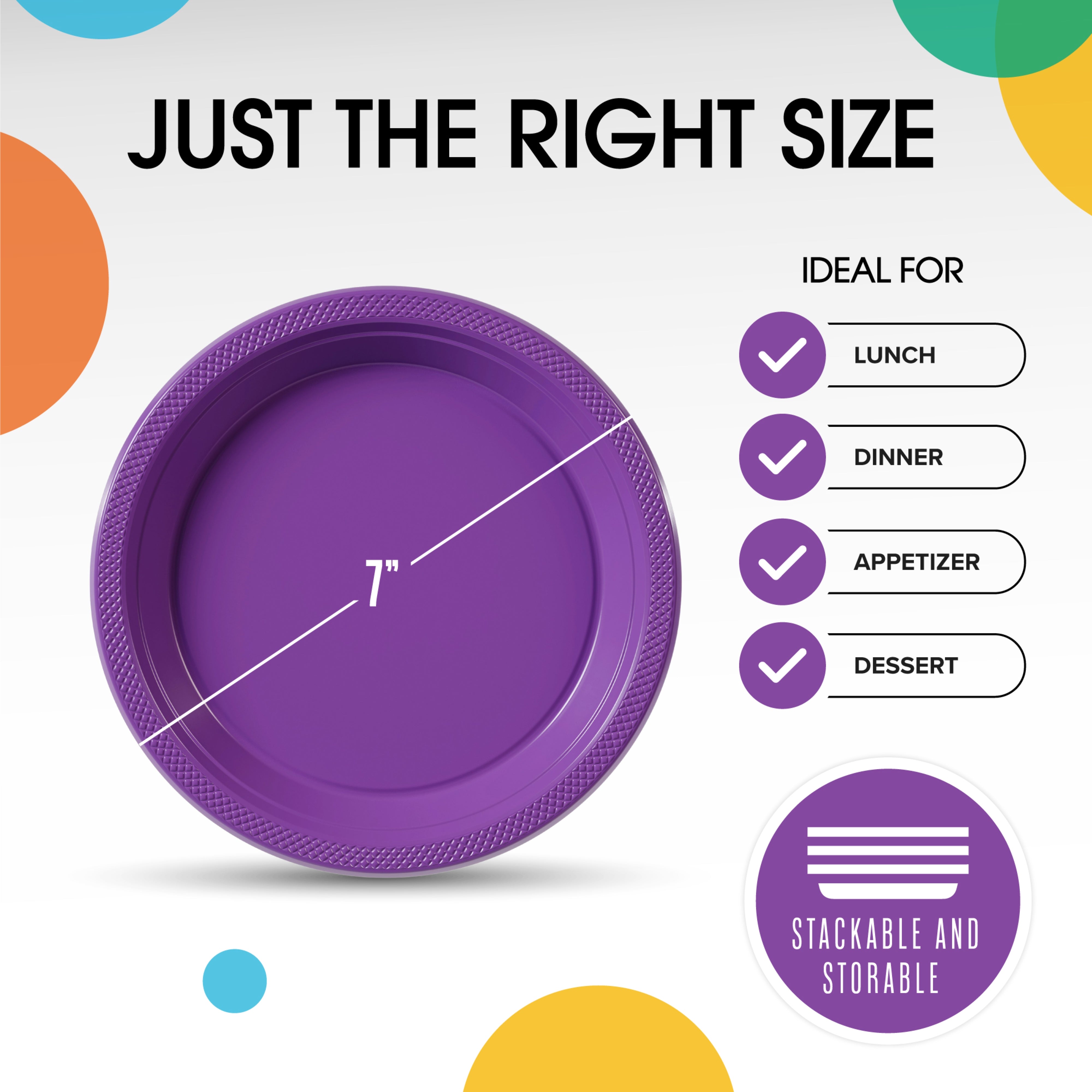 7 In. Purple Plastic Plates | 50 Count