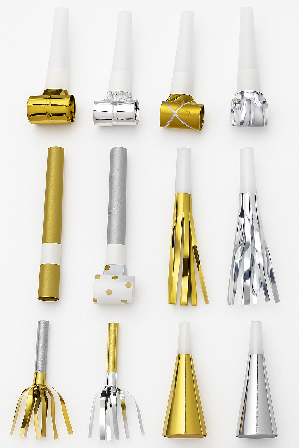 Metallic Gold and Silver Noisemaker Party Pack