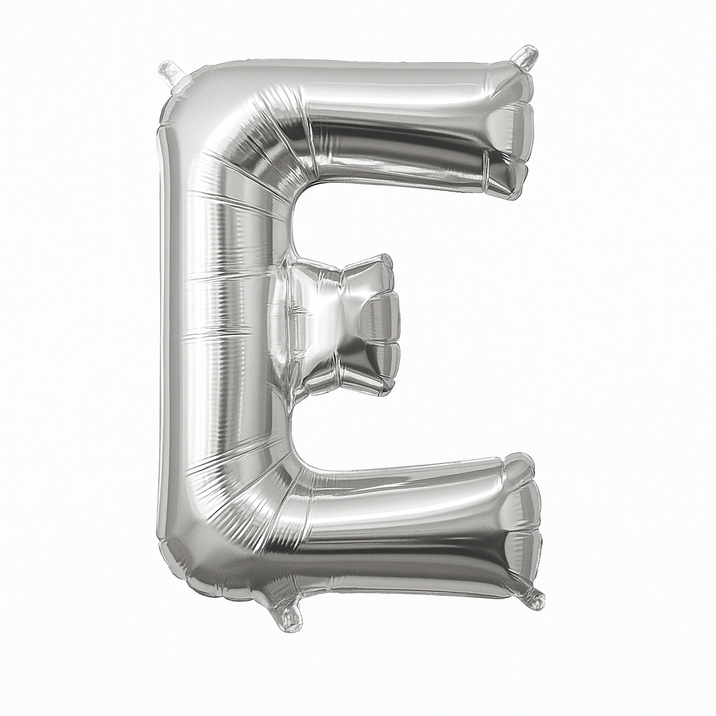 Silver Foil Letter 'E' Balloon - Air-Filled