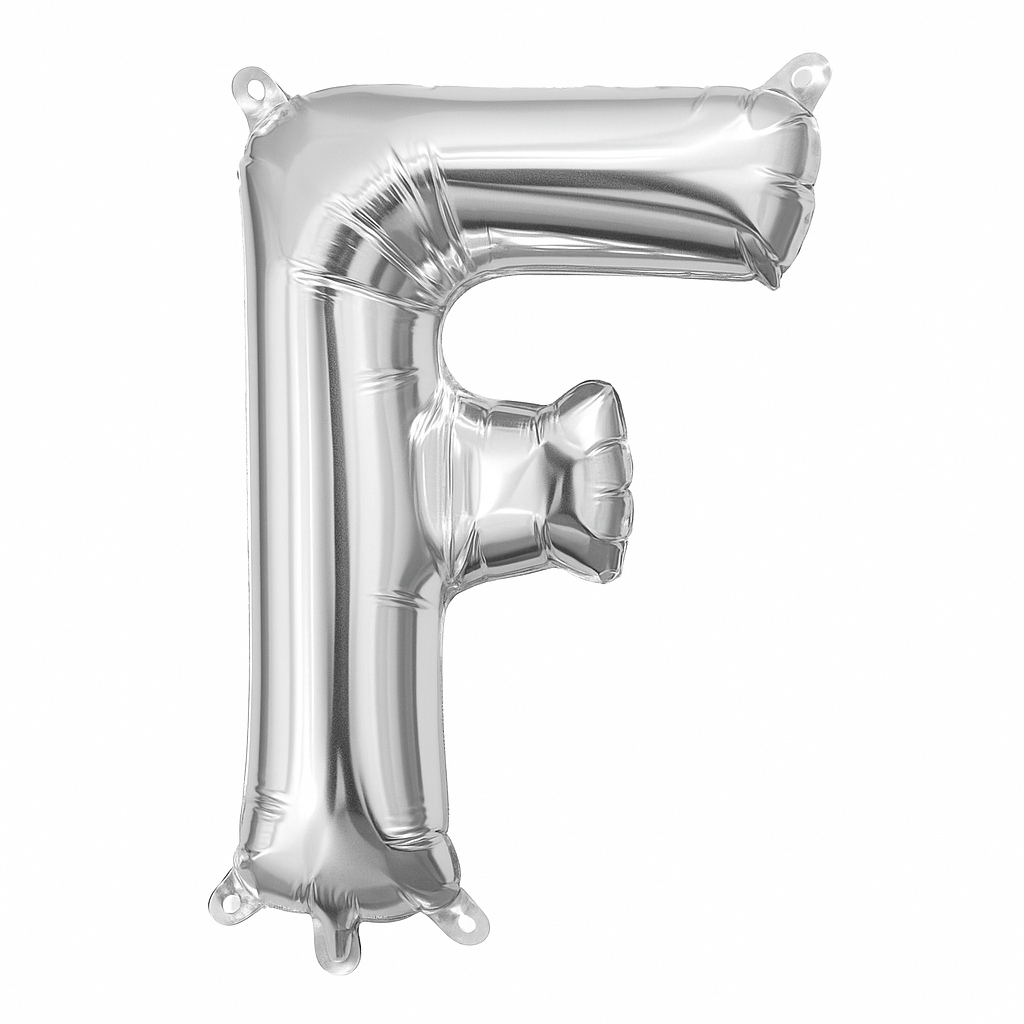 Silver Foil Air-Filled Letter "F" Balloon
