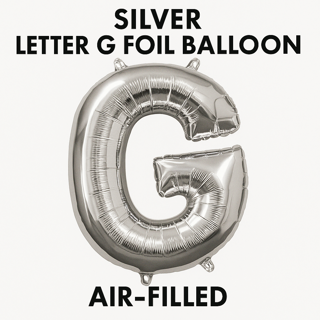 Silver Letter G Foil Balloon - Air-Filled