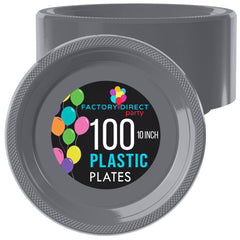 10 In. Silver Plastic Plates | 100 Count