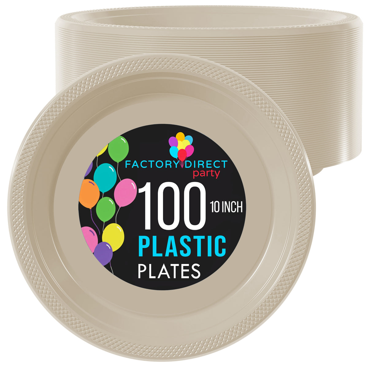 10 In. Ivory Plastic Plates | 100 Count