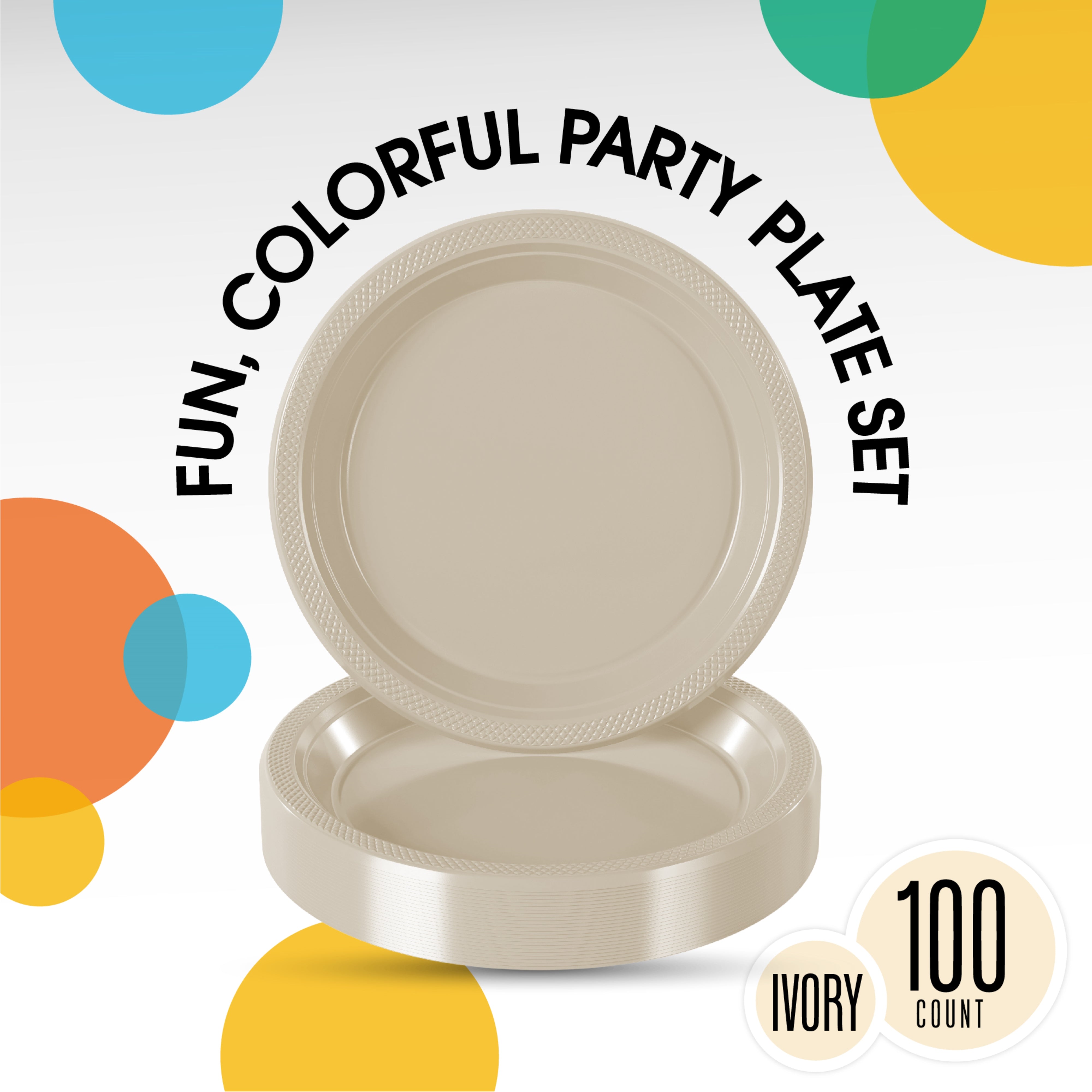 7 In. Ivory Plastic Plates | 100 Count