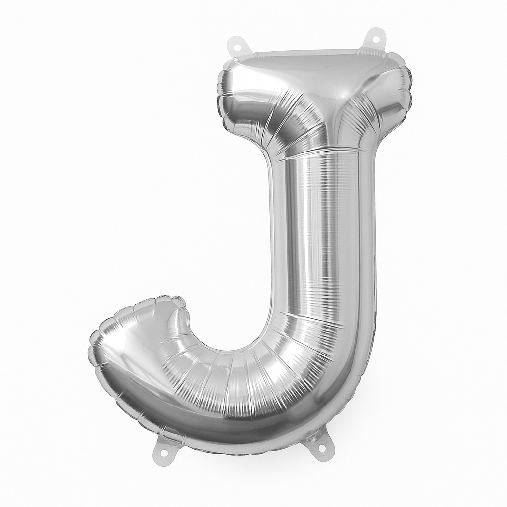 Silver Foil Letter "J" Balloon - Air Filled