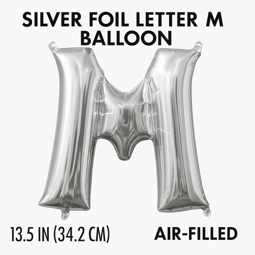 Silver Foil Letter "M" Balloon - Air Filled
