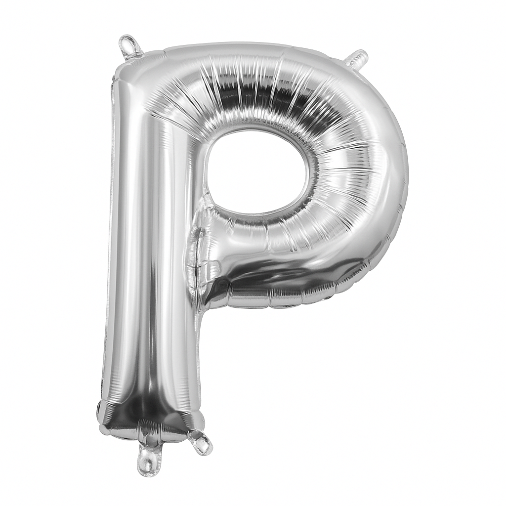 Silver Foil Letter "P" Balloon - Air Filled