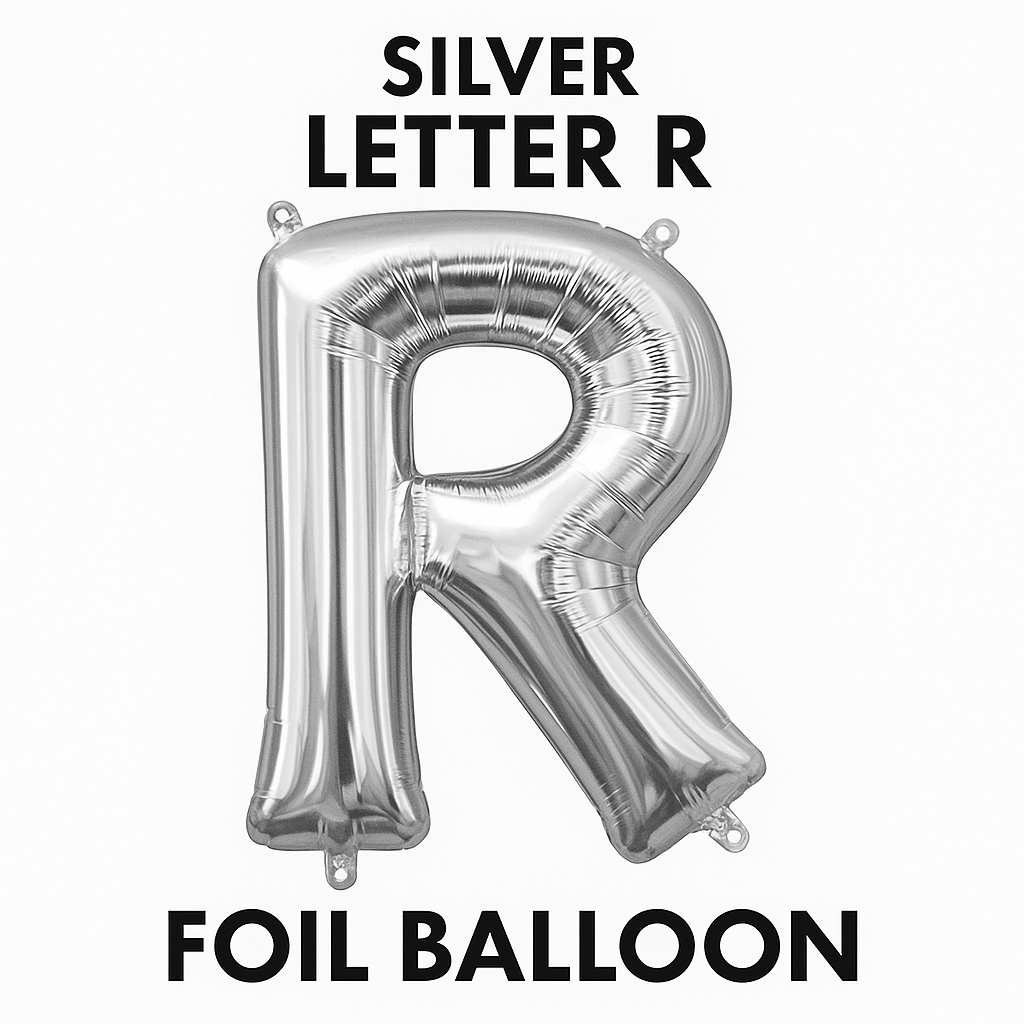 Silver Letter "R" Foil Balloon - Air Filled