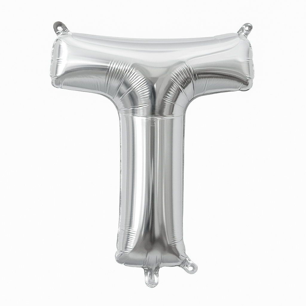 Silver Foil Letter "T" Balloon - Air Filled