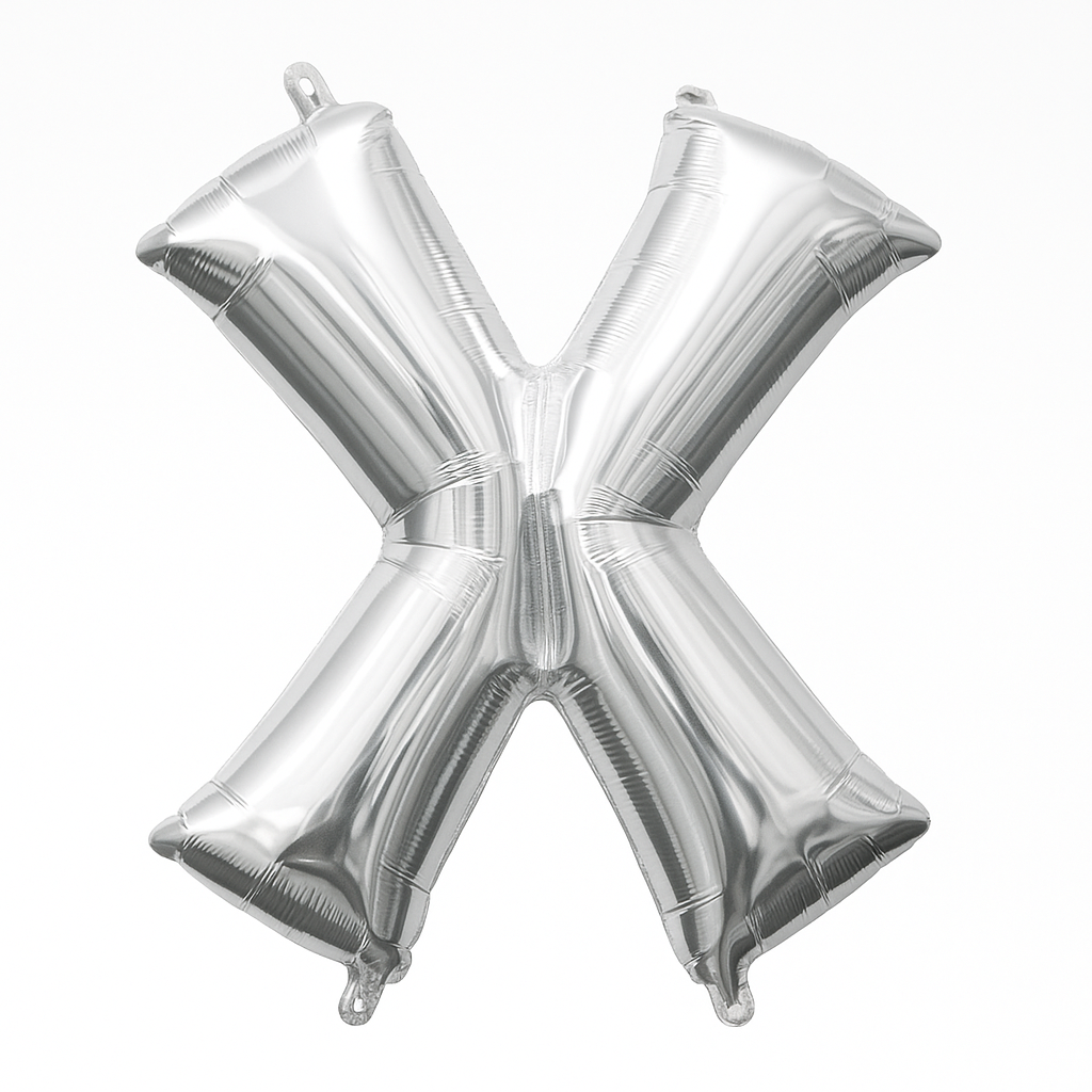 Silver Letter "X" Foil Balloon - Air-Filled