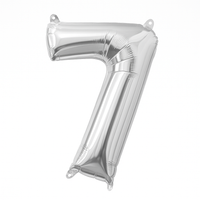 Silver Number 7 Foil Balloon - Air Filled