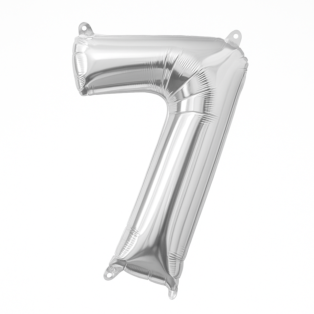 Silver Number 7 Foil Balloon - Air Filled