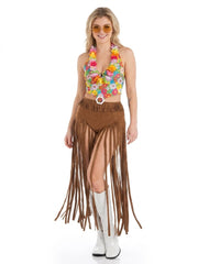 Hippie Festival Fringe Skirt Halloween Costume - Adult S/M