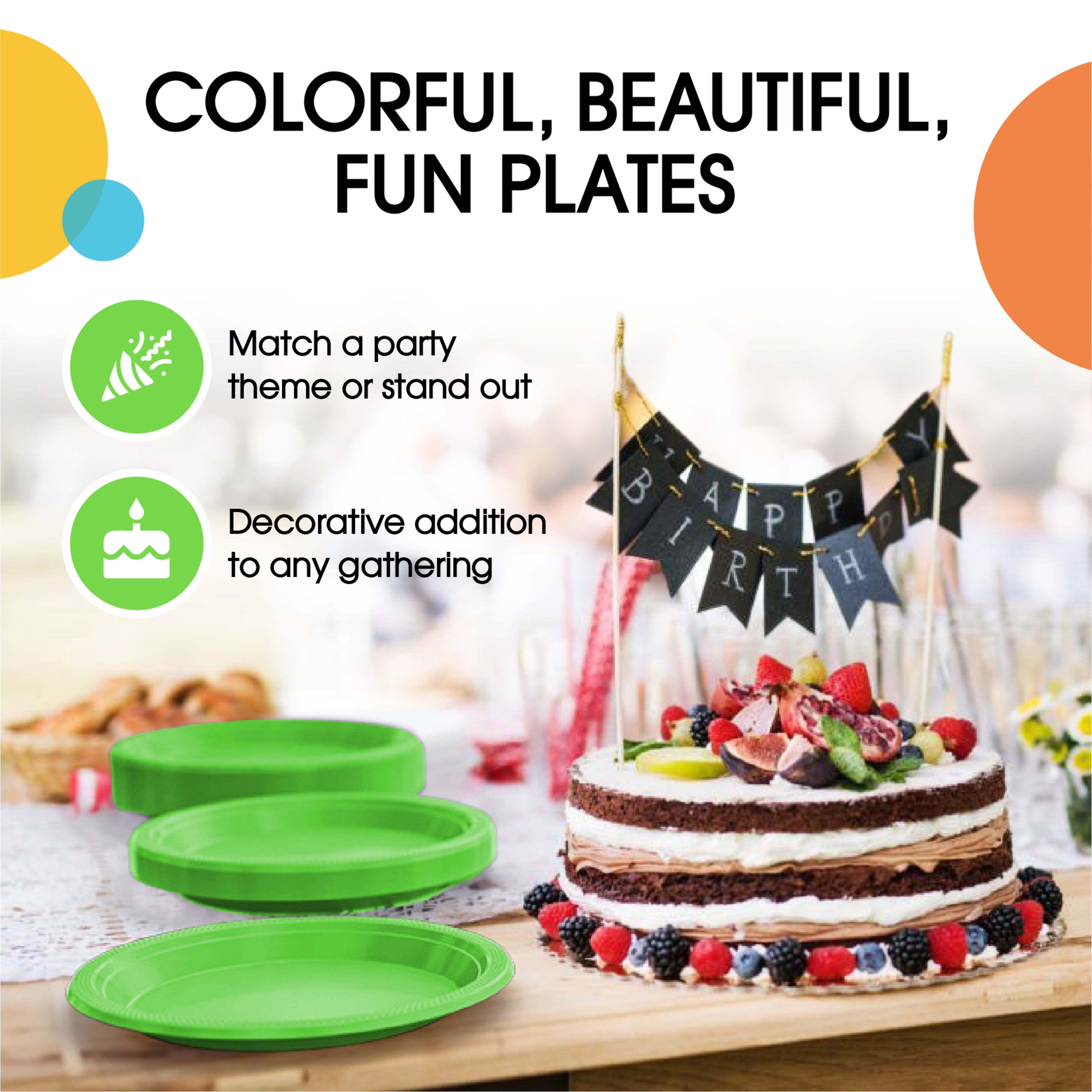 7 In. Lime Green Plastic Plates | 100 Count