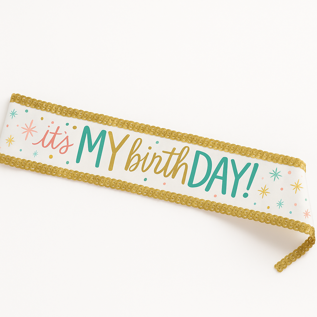 "Happy Cake Day" Birthday Sequin Sash