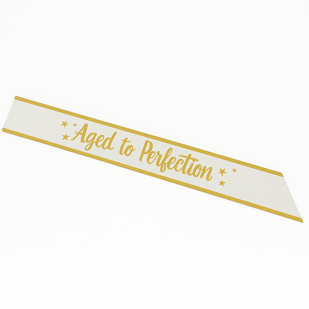 Golden Age "Aged to Perfection" Glitter Birthday Sash