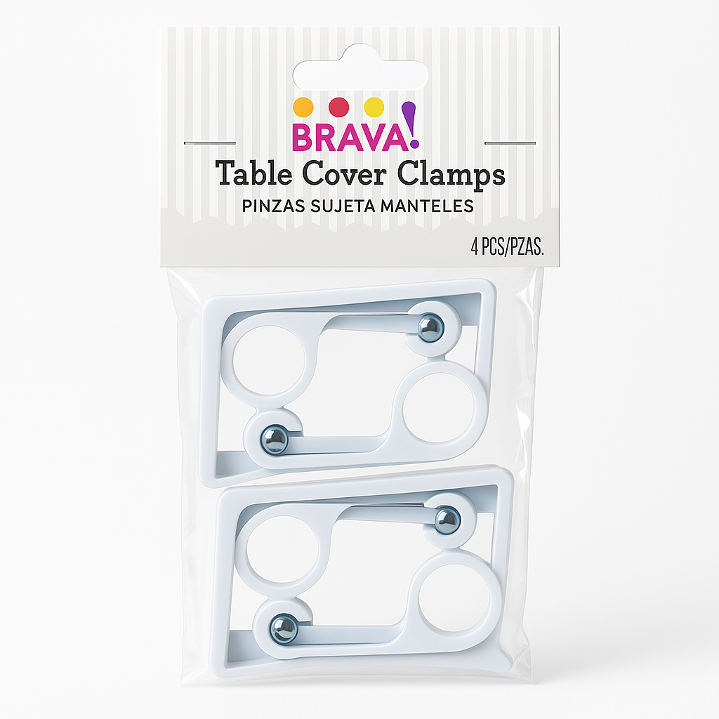 White Plastic Table Cover Clamps - 1.25-inch, 4-Pack