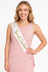 Elegant Reversible Sweet Sixteen Birthday Sash - Pink and White
